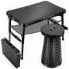 KPR Retractable Small Folding Table and Stool Set, Portable Camping Foldable Table Lightweight Yet More Sturdy with Adjustable Stool for Outdoor Picnic, Beach, Camp, Also Ideal as Laptop Bed Desk view 1