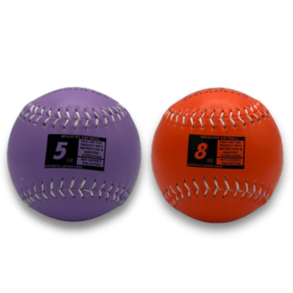 SHOP PLAY 9 Weighted Softballs | Leather Softball Weighted Balls (Set of 2) for Pitching | 11 Inch Weighted Softballs for Youth Level | Improve Power & Accuracy