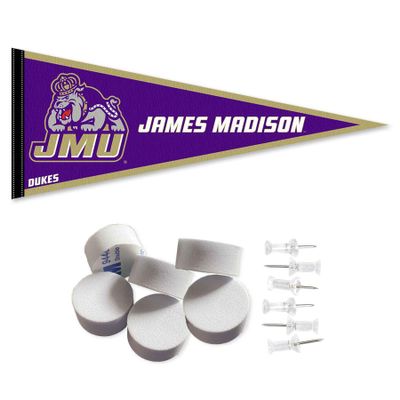 College Flags & Banners Co. James Madison Dukes Pennant Flag and Wall Tack Mount Pads