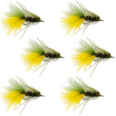 The Fly Fishing Place Conehead New Age Bugger Fly Fishing Flies - Set of 6 Bass and Big Trout Streamers Fly Fishing Fly - 6 Flies Size 8