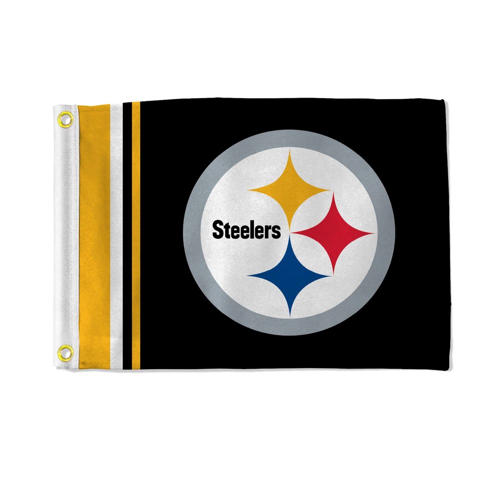 Rico Industries NFL Football Pittsburgh Steelers Stripes Utility Flag - Double Sided - Great for Boat/Golf Cart/Home ect., 12" x 17"