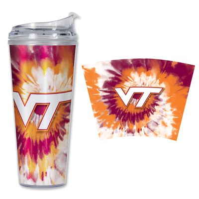 NCAA Rico Industries Virginia Tech Hokies Metallic Tye Dye 24oz Acrylic Tumbler with Hinged Lid