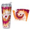 NCAA Rico Industries Virginia Tech Hokies Metallic Tye Dye 24oz Acrylic Tumbler with Hinged Lid view 1