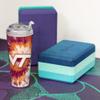 NCAA Rico Industries Virginia Tech Hokies Metallic Tye Dye 24oz Acrylic Tumbler with Hinged Lid view 3
