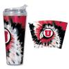 NCAA Rico Industries Utah Utes Metallic Tye Dye 24oz Acrylic Tumbler with Hinged Lid view 1