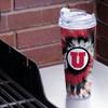 NCAA Rico Industries Utah Utes Metallic Tye Dye 24oz Acrylic Tumbler with Hinged Lid view 2