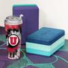 NCAA Rico Industries Utah Utes Metallic Tye Dye 24oz Acrylic Tumbler with Hinged Lid view 3