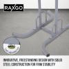 RaxGo Bike Garage Storage Rack, 2 Bicycle Garage Floor Stand, Freestanding, Adjustable Hooks, for Mountain & Road Bicycles, Universal for Indoor Use view 3