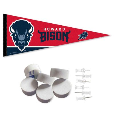 Howard Bison Wordmark Pennant Flag and Wall Tack Mount Pads