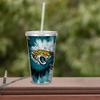 Rico Industries NFL Jacksonville Jaguars Metallic Tye Dye NFL Football Team 16oz Clear Tumbler W/Straw view 3