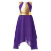 Agoky Girls Metallic Praise Dance Dress Long Sleeve Liturgical Worship Full Length Church Robe Lyrical Dancewear Costume Purple B 16 Years view 1