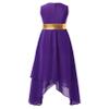 Agoky Girls Metallic Praise Dance Dress Long Sleeve Liturgical Worship Full Length Church Robe Lyrical Dancewear Costume Purple B 16 Years view 2
