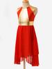 Agoky Girls Metallic Praise Dance Dress Long Sleeve Liturgical Worship Full Length Church Robe Lyrical Dancewear Costume Red B 10 Years view 4