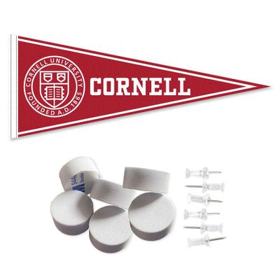 College Flags & Banners Co. Cornell Big Red Pennant Flag and Wall Tack Mount Pads