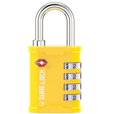 SURE LOCK TSA Accepted 4 Dig Heavy Duty Big Combination Luggage Padlock All Metal Travel Lock for Equipment Hard Case Luggage Gun Case Gym Locker Pelican Vault Lock (1, Yellow)