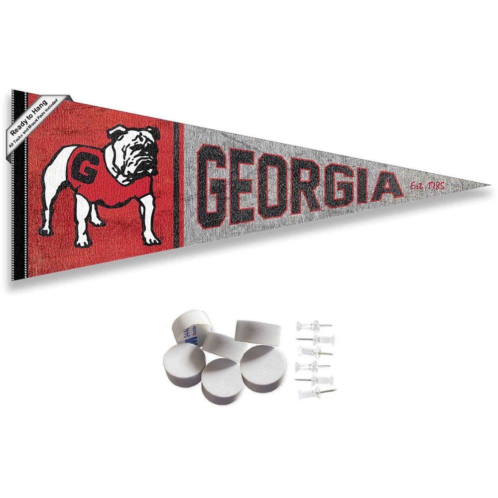 College Flags & Banners Co. Georgia Bulldogs Retro Throwback Vintage Pennant Flag and Wall Tack Mount Pads