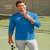 MAGCOMSEN Men's Polo Shirts Long Sleeve Casual Collared Golf Shirts Dry Fit Lightweight Performance Moisture Wicking Work Polos Blue Green view 2