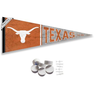 College Flags & Banners Co. Texas Longhorns Retro Throwback Vintage Pennant Flag and Wall Tack Mount Pads