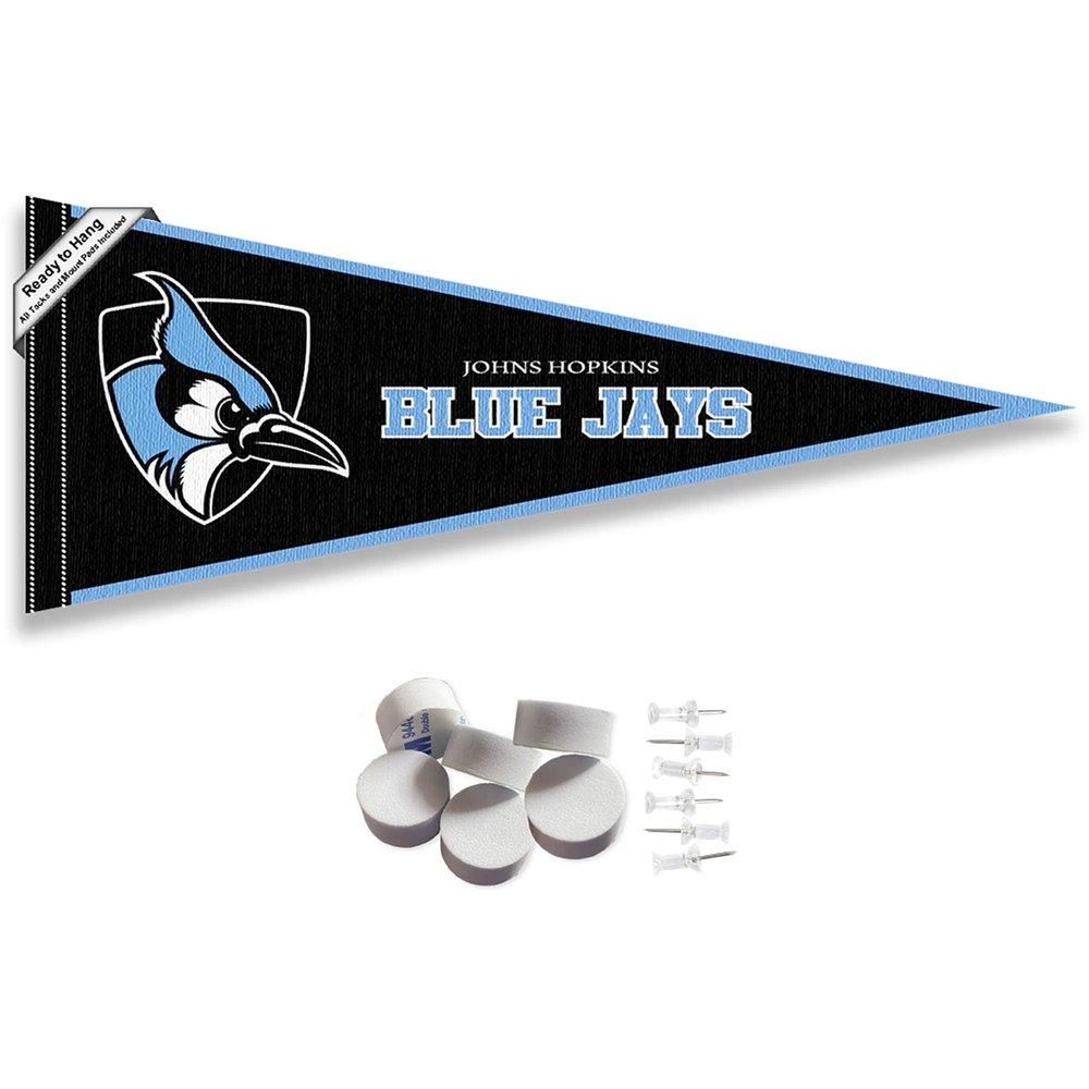 College Flags & Banners Co. Johns Hopkins Blue Jays Pennant Flag and Wall Tack Mount Pads