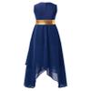 Agoky Girls Metallic Praise Dance Dress Long Sleeve Liturgical Worship Full Length Church Robe Lyrical Dancewear Costume Navy Blue B 8 Years view 2