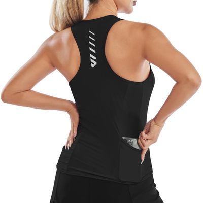 Wulibike Sleeveless Cycling Jersey Women Running Shirts Women Quick Dry Athletic Tank Top With Pockets Black XXL