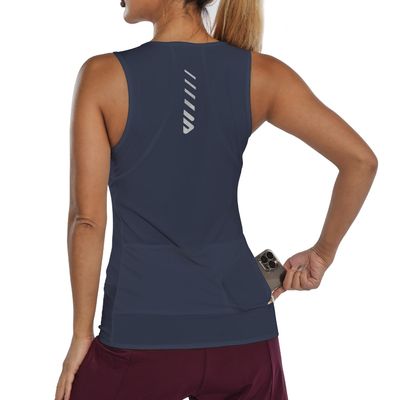 Wulibike Sleeveless Cycling Jersey Women Running Shirts Vest bike top Summer Biking tank With Pockets Grey-blue XL
