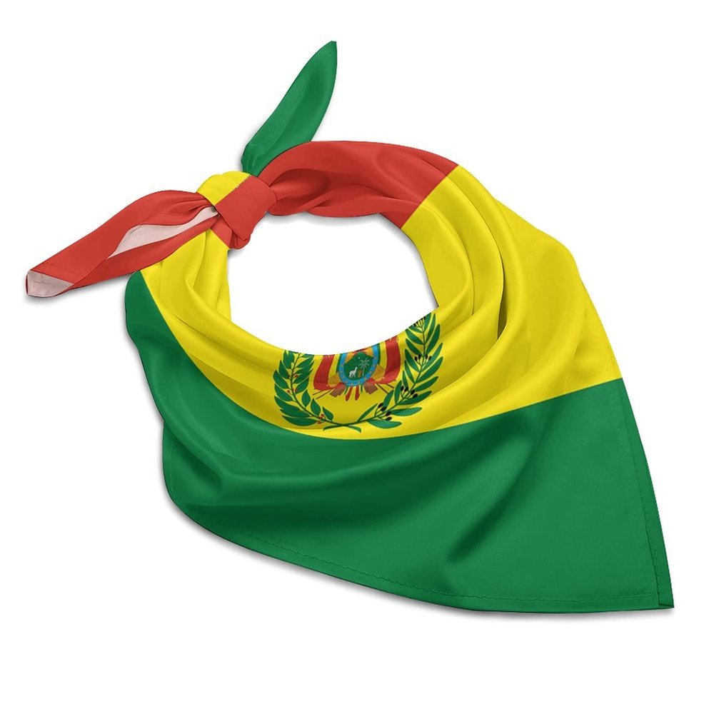 Bolivia Flag Vintage Silk-Like Square Scarf Soft Bandanas Print Face Mask Headwear Handkerchiefs 18"x18"