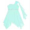 YiZYiF Kids Flower Girls One Shoulder Dress Irregular Wedding Pageant Dresses Evening Party Prom Ball Gown Mint Green 10 Years view 3