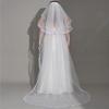 HEREAD Bride Wedding Veil 2 Tiers Cathedral Floor Length Long Bachelorette Party Bridal Tulle Veils Hair Accessories with Comb and Ribbon Edge (White) view 2