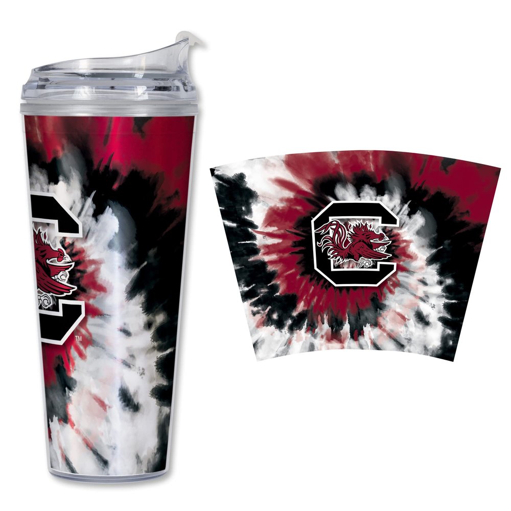 NCAA Rico Industries South Carolina Gamecocks Metallic Tye Dye 24oz Acrylic Tumbler with Hinged Lid