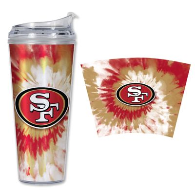 NFL Rico Industries San Francisco 49ers Metallic Tye Dye 24oz Acrylic Tumbler with Hinged Lid