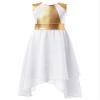 JEATHA Kids Girls Sleeveless Asymmetrical Color Block Tank Dress Lyrical Modern Contemporary Dance Costume White C 8 Years view 1