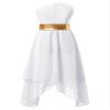 JEATHA Kids Girls Sleeveless Asymmetrical Color Block Tank Dress Lyrical Modern Contemporary Dance Costume White C 8 Years view 2