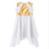 JEATHA Kids Girls Sleeveless Asymmetrical Color Block Tank Dress Lyrical Modern Contemporary Dance Costume White C 8 Years view 3