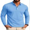 MAGCOMSEN Men's Polo Shirts Long Sleeve Casual Collared Golf Shirts Dry Fit Lightweight Performance Moisture Wicking Work Polos Sky Blue view 1