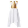 Agoky Girls Metallic Praise Dance Dress Long Sleeve Liturgical Worship Full Length Church Robe Lyrical Dancewear Costume White B 14 Years view 1