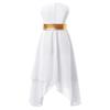 Agoky Girls Metallic Praise Dance Dress Long Sleeve Liturgical Worship Full Length Church Robe Lyrical Dancewear Costume White B 14 Years view 2