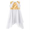 Agoky Girls Metallic Praise Dance Dress Long Sleeve Liturgical Worship Full Length Church Robe Lyrical Dancewear Costume White B 14 Years view 3