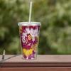 Rico Industries NCAA Arizona State Sun Devils Metallic Tye Dye 16oz Clear Tumbler W/Straw White view 3
