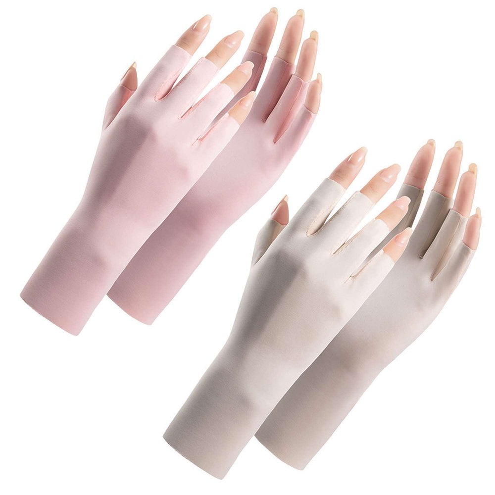 Utaly Women Sunblock Fingerless Gloves Non-Slip UV Protection Driving Riding Summer Outdoor Gloves for Women Girls