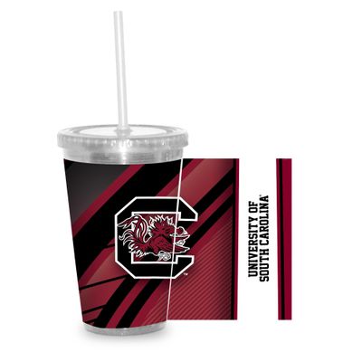 NCAA Rico Industries South Carolina Gamecocks 16oz Clear Tumbler W/Straw