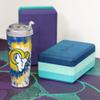 NFL Rico Industries Los Angeles Rams Metallic Tye Dye 24oz Acrylic Tumbler with Hinged Lid view 3