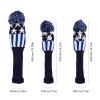 Andux 3Pcs/Set Knit Pom Pom Golf 460cc Driver Fairway Wood Club Head Covers Blue Stripe MT/MG77 view 2