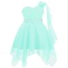 YOOJIA Kids Girls One Shoulder Wedding Bridesmaid Dress Pleated Chiffon Flower Girl High-Low Dress Proms Ball Gown Z Mint Green 12 Years view 1