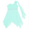 YOOJIA Kids Girls One Shoulder Wedding Bridesmaid Dress Pleated Chiffon Flower Girl High-Low Dress Proms Ball Gown Z Mint Green 12 Years view 3