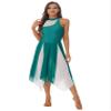 ACSUSS Women Lyrical Dance Costume Leotard Dress Sequins V-Neck Backless Split Tulle Skirt Flowy Overlay Dress F0553GN Small view 1