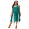 ACSUSS Women Lyrical Dance Costume Leotard Dress Sequins V-Neck Backless Split Tulle Skirt Flowy Overlay Dress F0553GN Small view 2