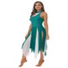 ACSUSS Women Lyrical Dance Costume Leotard Dress Sequins V-Neck Backless Split Tulle Skirt Flowy Overlay Dress F0553GN Small view 4