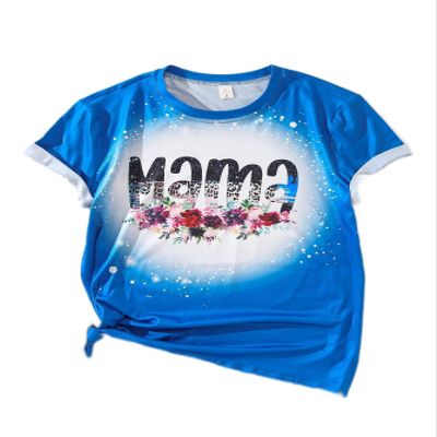 Womens Summer Tops Sexy Casual T Shirts for Women 1pc Floral & Letter Graphic Tee (Color : Blue, Size : XX-Large)