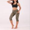 ODODOS Women's High Waisted Printed Yoga Capris with Pocket, Tummy Control Non See Through Workout Sports Running Athletic Capri Leggings, Leopard, Large view 2